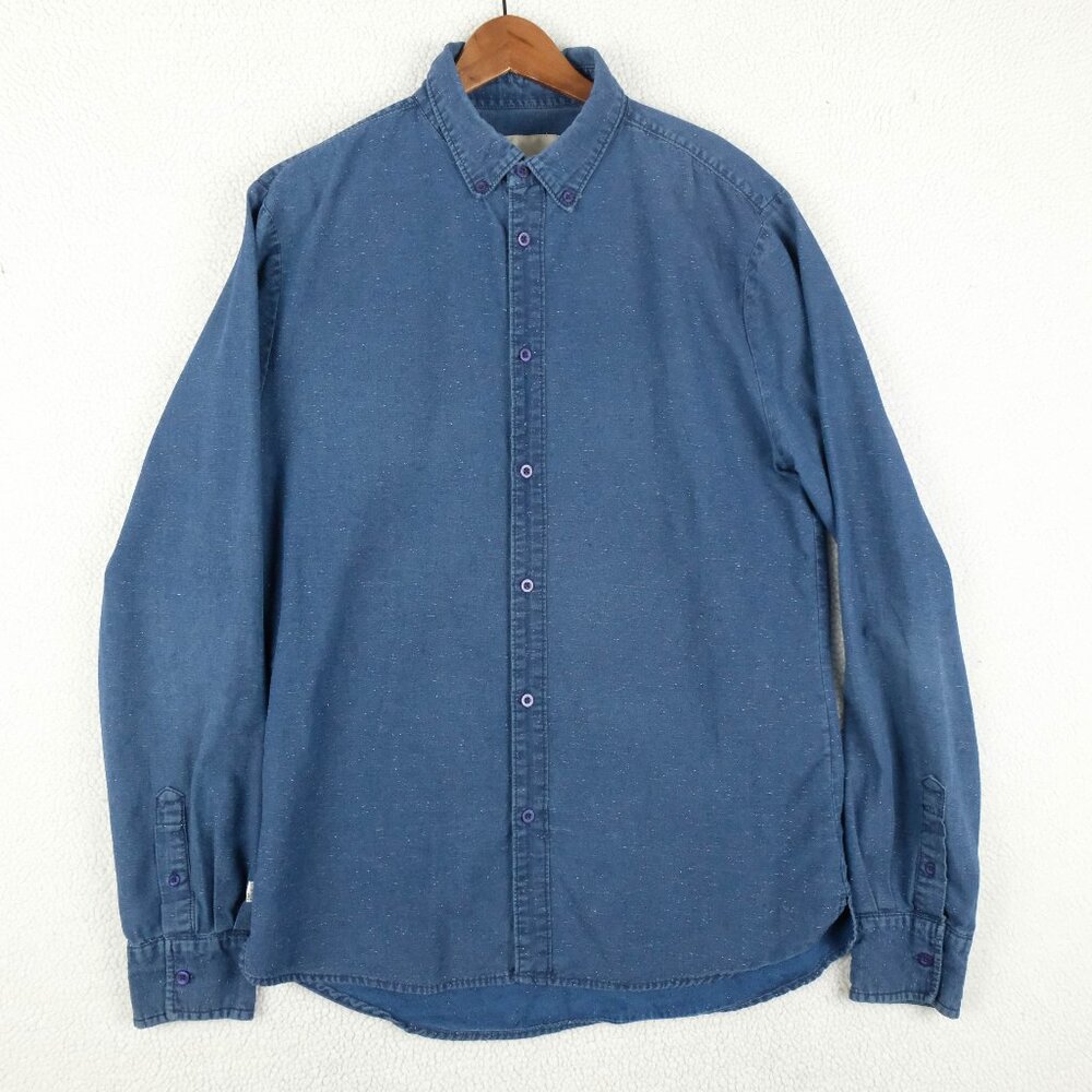 RVLT Shirt Mens Extra Large Blue Button Down Long Sleeve Casual Retro  Please se